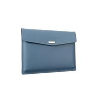 Leather Document Holder 1pc Waterproof Leather A4 Business Briefcase File Folder Document Paper Organizer Storage Bag Office Stationery(Sky Blue)