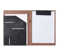Leather Document Holder A4 Business Folder Leather Signing This Contract Clip Data Book File Storage(Black)