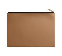 Leather Document Leather Business A4 File Folder Zipper Document Bag Contract Organizer Briefcase Portfolio, for Contract/Invoice Storage(Khaki)