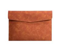 Leather Document Pouch A4 Leather File Folder Simple Big Capacity Document Bag Briefcase Data Contract Office Paper Organizer(Brown)