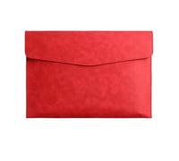 Leather Document Pouch A4 Leather File Folder Simple Big Capacity Document Bag Briefcase Data Contract Office Paper Organizer(Red)