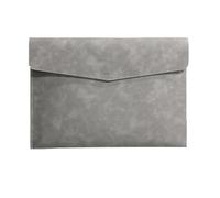 Leather Document Pouch A4 Leather File Folder Simple Big Capacity Document Bag Fashion Briefcase Data Contract Bill Office Paper Organizer(Grey)