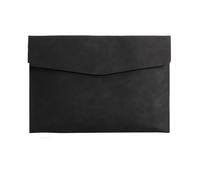Leather Document Pouch A4 Leather File Folder Simple Big Capacity Document Bag Fashion Briefcase Data Contract Bill Office Paper Organizer(Black)