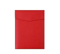 Leather Document Pouch A4 Leather File Folder Simple Large Capacity Document Bag Fashion Briefcase Data Contract Bill Office Paper Organizer(Red)
