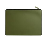 Leather Document Pouch A4 Leather Zipper Bag, Portable Business for Official Documents and Materials, Simple Invoice Storage(Haze Green)