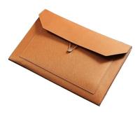 Leather Document Pouch Large Capacity Leather File Bag for Business and Office A4 Storage Multi-Functional Folder(Orange)