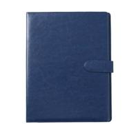 Leather Document Pouch Leather A4 Folder Multifu Business Contract Meeting Binder Learning Supplies Office Desktop Organizer(Blue)