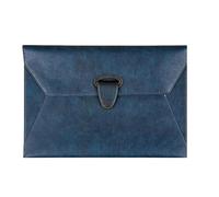 Leather Document Pouch Leather Business Bag A4 Document Storage Portable File for Organizer Men's Office Contract(Deep Blue)