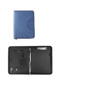 Leather Document Pouch Leather Multifunctional A4 Conference Folder - Business Stationery Contract File Organizer with Zipper(Blue)