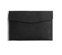 Leather Documents 1PC A4 Leather File Folder Simple Big Capacity Document Bag Briefcase Data Contract Bill Office Paper Organizer(Black)