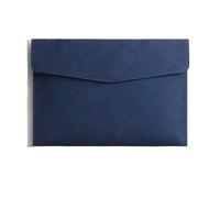 Leather Documents 1PC A4 Leather File Folder Simple Big Capacity Document Bag Briefcase Data Contract Bill Office Paper Organizer(Blue)