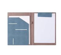 Leather Documents A4 Business Folder Leather Signing This Contract Clip Data Book File Storage Portable(Blue)