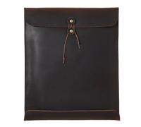 Leather Documents A4 Leather File Folder Simple Big Capacity Document Bag Briefcase Data Contract Bill Office Paper Organizer for Files(Coffee)