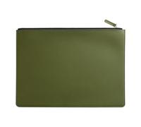 Leather Documents A4 Leather Zipper Bag in Multiple Colors Business Briefcase PU Document(Dark Green)