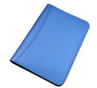 Leather Documents Leather Organizer A5 Zipper Folder Portfolio Binder 6 Ring Loose Leaf Notebook Cover Bag Storage Ziplock(Blue)