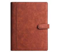 Leather Documents PU Leather Padfolio A4 File Folder Multicolor Ring Binder Clipboard with Storage Multifunction with Writing Pad(Brown)