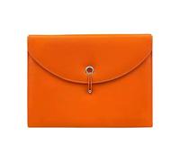 Leather Documents Waterproof PU Leather Document Bag 13 Pockets with Labels Expanding File Holder Portable Multifunctional A4 Files Briefcase(Orange)