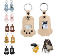 Leather Dog Cat Paw Keychain,Cat Dog Fur Storage Keychain,Pet Memorial Gift Keyring,Memorial Gift for Pet Lovers (2*apricot)