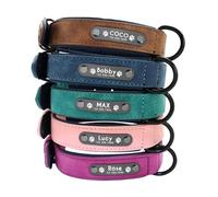 Leather Dog Collar Leash Set Personalized Soft Dog Collar Leash Padding(Red 5,XL)