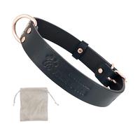 Leather Dog Collar. Soft Quality Leather, Handmade In Spain, Dog Collar Leather for Small Medium Large Dog. Black and Rose Gold.