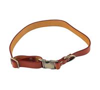 Leather Dog Collar with Engraved Buckle, Soft Padded Pet Collar for Small Medium Large Dogs and Cats, Classic Padded Leather Dog Collar with Brushed Bronze Hardware, Breathable Sue (S)
