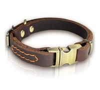 Leather Dog Collar with Metal Quick Release Buckle, Soft Genuine Cowhide Heavy Duty Metal Dog Collar Adjustable for Small Medium Large Dogs Pets. (S, Neck 13-18"(Release Buckle))
