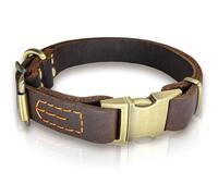 Leather Dog Collar with Metal Quick Release Buckle, Soft Genuine Cowhide Heavy Duty Metal Dog Collar Adjustable for Small Medium Large Dogs Pets. (L, Neck 16-26"(Release Buckle))