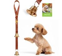 Leather Dog Door Bells for Potty Training, Big Brass Puppy Dog Door Bells Extra Loud for Dogs Training, Housebreaking, Door Knob, Dog Bell to Ring to Go Outside Puppy Pet Supplies Leather