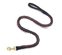 Leather Dog Lead, Durable Cowhide Braided Dog Training Lead, Heavy Duty Dog Leads, Soft and Comfortable Genuine Leather Leash for Large and Medium Dogs