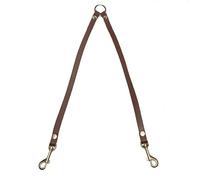 LEATHER DOG LEAD SPLITTER COUPLERS TWIN FOR WALKING TWO DOGS ON ONE LEAD (2.0 cm wide / 40cm long, BROWN)