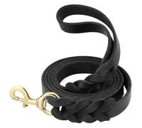 Leather Dog Leash, Heavy Duty Braided Leashes,Compatible For Large Medium Small Dogs Shepherd Training and Walking(Black,L 210cm x 18mm)