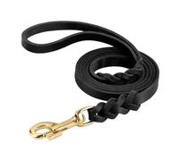 Leather Dog Leash with Copper Hook Heavv Duty Braided Pet Training,Compatible For Large Medium Dogs Pitbull(Black,260cm x 18mm)