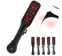 Leather Double Layer Paddle with Letters Spanking Whip Adult Toy (Bitch)
