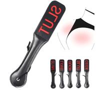 Leather Double Layer Paddle with Letters Spanking Whip Adult Toy (Slut)