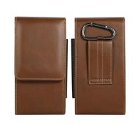 Leather Double Wallet Card Holder Two Phone Belt Clip Case Holster Men Waist Bag for Trips Brown