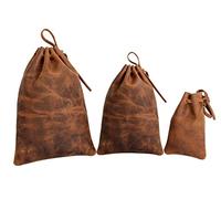 Leather Drawstring Pouch multipurpose Medieval coin waist bag, Vintage Brown, 21 cm x 15 cm, Vintage