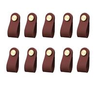 Leather Dresser Knobs, 10 Pieces Leather Drawer Pulls with Screws, Anti-Collision Drawer Knobs Leather Dresser Pull Handles, Modern Update Furniture Knobs for Cabinets Drawers Cupboards-Burgundy