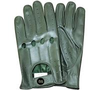Leather Driving Gloves Man Soft Genuine Leather Cow Classic Gloves Driving Retro Style in Green Medium Size