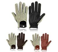 Leather Driving Gloves Mens Gents Adults Genuine Real Soft Leather Cotton Crochet Summer Vitage English Classic Chauffeur Wheelchair Fancy Fashion Party Formal Gloves (Cognac, XL)