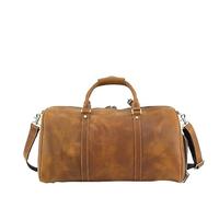 Leather Duffel Bag with Shoe Compartment, cowhide duffle bag, shoulder crossbody bag,large tote bag, brown, Retro