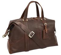 Leather Duffle Bag for Men, Vintage Brown, Large Weekender Holdall, Carry On Overnight Bag with Shoulder Strap, Malta Rust Brown