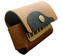 Leather Ear Cover Case for Headphones | Protective Leather Earbud Case | Earphone Protector with Keychain, Backpack Pendant, Brown Headphone Organiser for Small Items