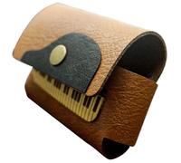 Leather Earphone Case - Protective Case for Protection, Earbud Protector with Keychain, Backpack Pendant, Brown Headphone Organiser for Small Items