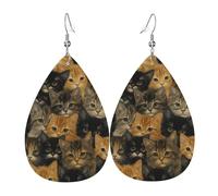 Leather Earring Assorted Kitty Faces Collection Leather Earrings Creative Teardrop Ear Stud For Women Daily Wear Girls