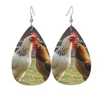 Leather Earring Chickens and Farm Teardrop Dangle Earrings Lightweight Hoop Earring for Women Girl Jewelry Gift
