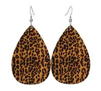 Leather Earring Cool Cheetah Leopard Teardrop Dangle Earrings Lightweight Hoop Earring for Women Girl Jewelry Gift