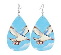 Leather Earring Flying Seagulls Teardrop Dangle Earrings Lightweight Hoop Earring for Women Girl Jewelry Gift