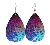 Leather Earring Glitter Sequin Spot Teardrop Dangle Earrings Lightweight Hoop Earring for Women Girl Jewelry Gift