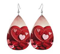 Leather Earring Happy Valentine's Day Teardrop Dangle Earrings Lightweight Hoop Earring for Women Girl Jewelry Gift