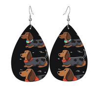 Leather Earring I Love My Dog Dachshunds Teardrop Dangle Earrings Lightweight Hoop Earring for Women Girl Jewelry Gift